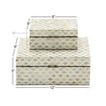 thumbnail image 4 of DecMode Geometric Handmade Storage Cream Mother of Pearl Shell Decorative Box with Hinged Lid, 2 Count, 4 of 16