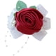 thumbnail image 1 of Pulsera de muñeca con ramillete de hojas y perlas para boda, fiesta, flores de rosa Vino rojo, 1 of 9