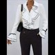 thumbnail image 4 of Camisa Informal con Mangas Acampanadas y Volantes de Color Liso para Mujer, y Otoño 2025 XXL, 4 of 7