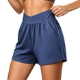 thumbnail image 7 of CFLVAEK Cross Waist Shorts for Women Plus Size Athletic Workout Running Shorts with Pockets Navy XL, 7 of 7