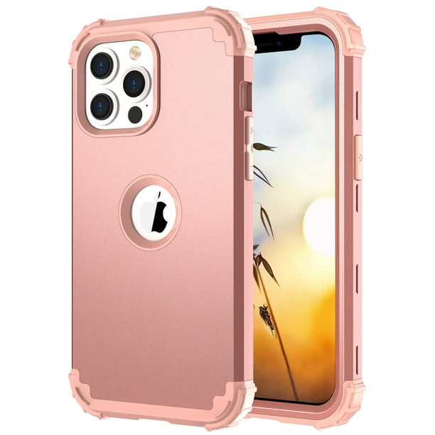 iPhone 13 Pro Max Case 6.7", TECHCIRCLE Slim Hybrid Heavy Duty Rugged Defender Armor Cover Shockproof Anti-Scratch 3 In 1 Silicone Bumper Hard PC Back Case for Apple iPhone 13 Pro Max 6.7", Rosegold