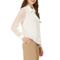 thumbnail image 4 of Allegra K Women's Chiffon Textured Sheer Sleeve Button Down Work Shirt XL White, 4 of 7