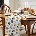 thumbnail image 3 of Yellow Black Flower Texture Cotton Linen Table Runner, Washable Table Runners for Kitchen, Dining Room, Holiday, Home Party Table Decor, 13x72 Inches, 3 of 9