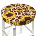thumbnail image 3 of Kll Leopard Sunflowers Round Bar Chair Cushion Cover 13 Inch,Bar Stool Protector With Elastic, Soft Washable, 3 of 7