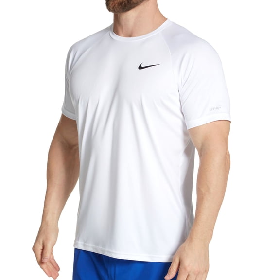 Nike NESSA586-100-XL Men Essential Short Sleeve Hydroguard T-Shirt, White - Extra Large