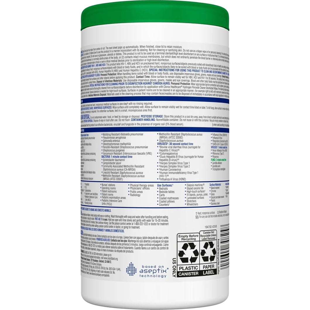 WRFP Hydrogen Peroxide Disinfecting Wipes, Multipurpose Disinfectant, Easy to Use, Antibacterial Cleaner, 155 Count Each, Value Pack of 6