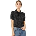 thumbnail image 1 of INSPIRE CHIC Blusa De Gasa Con Cuello Peter Pan Y Manga Corta Con Lunares Para Mujer Negro S, 1 of 6