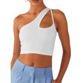 thumbnail image 3 of Coduop Women Sleeveless One Shoulder Crop Top Backless Strappy Tank Top Cut Cut Cami Vest, 3 of 9