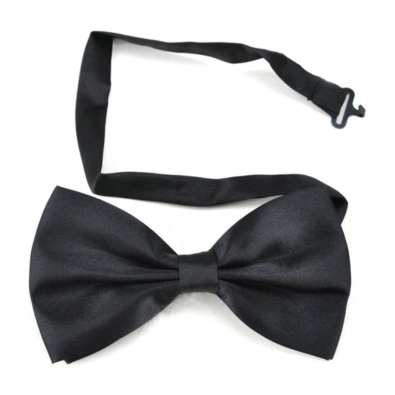 Toptie Mens Solid Black Pretied Satin Bowtie Bow Tie