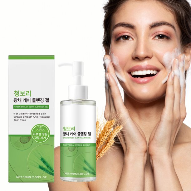 Gel limpiador de cebada verde | Limpieza facial exfoliante suave | Fórmula hidratante y humectante | Seguro para piel sensible | Rico en vitaminas para reparación | Limpieza profunda y suave de