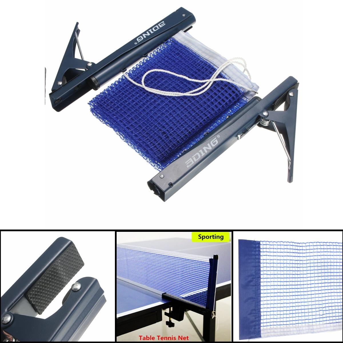 Table Tennis Net with Post Clamp Stand Set Ping-Pong Replacement Mesh Set 