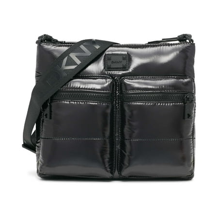 DKNY Women's Adria Crossbody Bag - Black/Gunmetal, Casual Everyday Essential Shoulder Bag