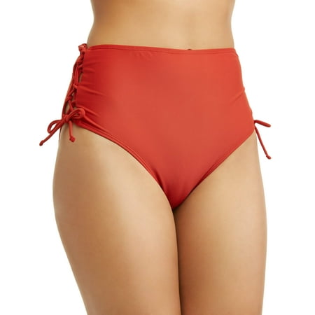 Plaid Womens Swimsuit Bottoms - Women's Lace Up High Waist Swimsuit Bottom
