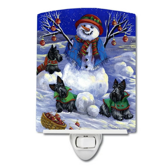 Caroline's Treasures PPP3184CNL Scottie Christmas Snowman Ceramic Night Light, 6x4x3", multicolor