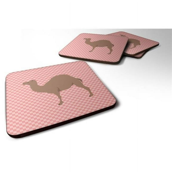 Carolines Treasures BB7819FC F1 Hybrid Camel Pink Check Foam Coaster, Set of 4
