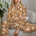 thumbnail image 6 of Lsque Cartoon Bulldog Pattern Long Sleeve Pajama Set for Women - Soft 2-Piece Sleepwear and Loungewear Set with Pockets, Comfy Nightwear-Small, 6 of 7