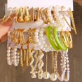 thumbnail image 2 of Juego de pendientes de perlas de Color dorado bohemio de 17KM para mujeres y niñas, pendientes de aro de resina acrílica de mariposa de 27 estilos, joyería de fiesta Brincos Tan Jianjun unisex, 2 of 2
