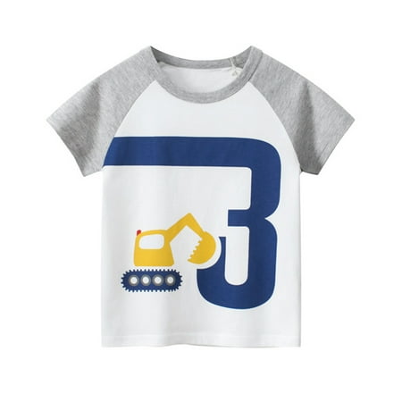 

Godderr Little Boys Cartoon Printing T-Shirt for Toddler Kids 1-10 Years Cotton Crewneck Tops for Boys Summer Short Sleeve Baby Tees