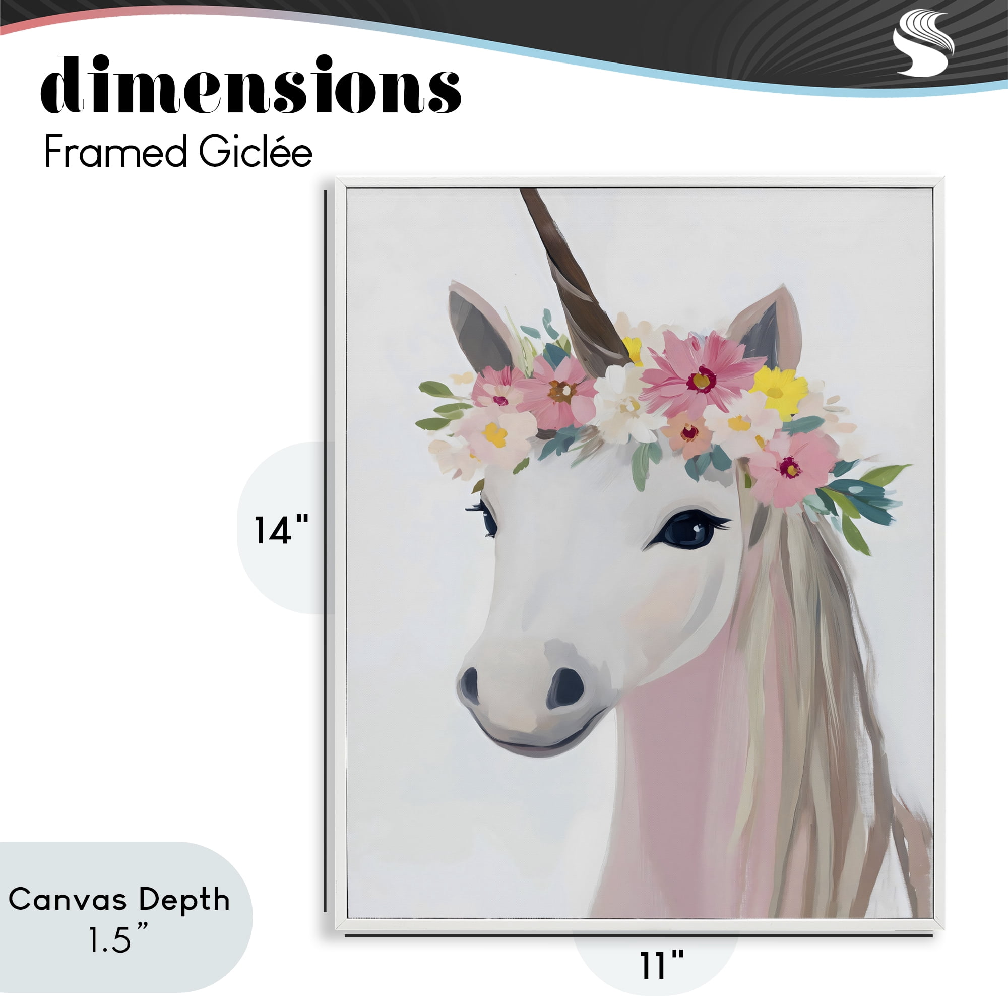 Stupell Industries Flower Crown Unicorn White Framed Giclee Art, design by The Prints Vibe