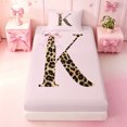 thumbnail image 3 of meiyoeat Brown Leopard Print Monogrammed Twin Sheets,D Cartoon Initial Letter K Bedding For Girl,3 Pieces,1 Fitted Sheet and 1 Pillowcase, 3 of 6