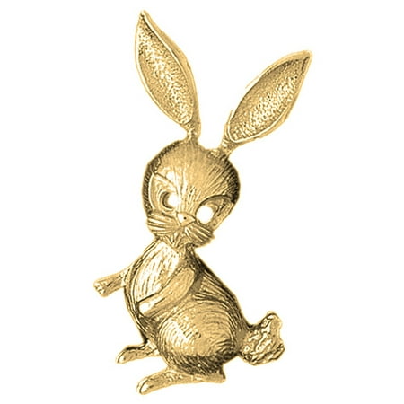 10K Yellow Gold Rabbit Pendant - 46 mm