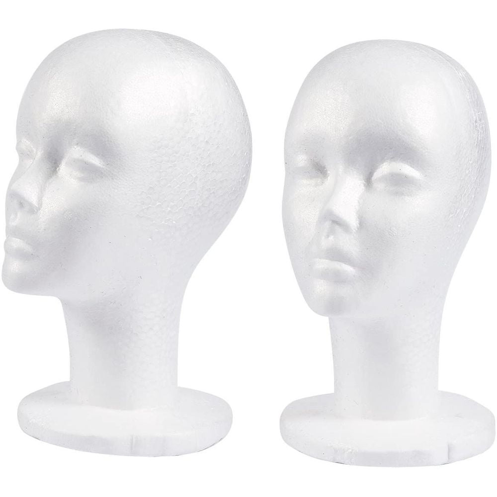 Foam Wig Heads 2 Pack Mannequin Wig Holder Stands, Female Face