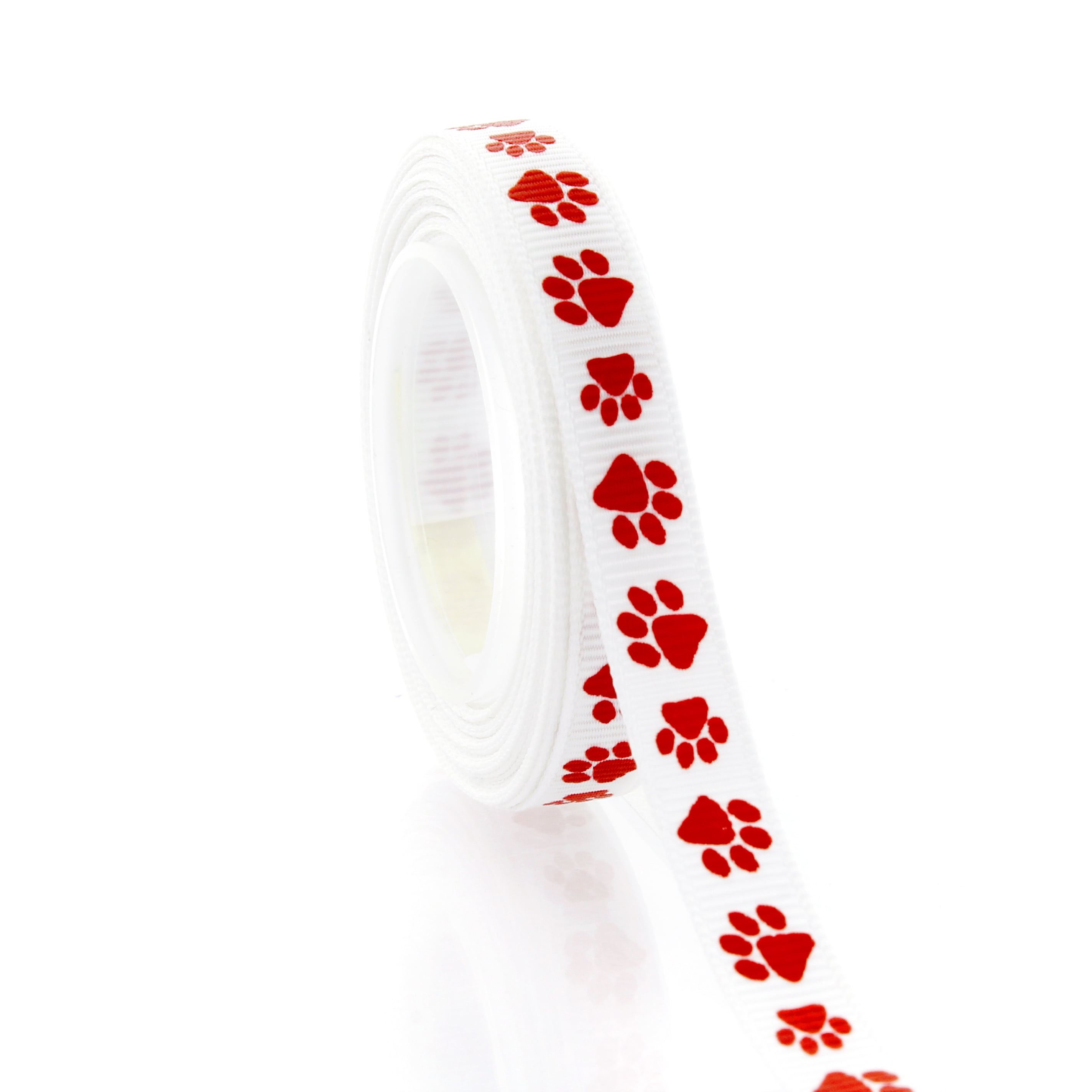 3/8" Red Paw Grosgrain Ribbon 100 Yard