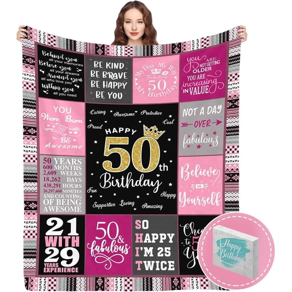 LHSHID 50th Birthday Gifts for Women Blanket 50th Birthday Gift Ideas 50 Birthday Gifts for Women 50 Year Old Birthday Gifts for Women 50th Birthday Decorations for Women 40"x50"