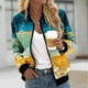 thumbnail image 1 of ICHUANYI Clearance Women's Casual Temperament Fashion Stand Collar With Pocket Zipper Jacket Printed Long Sleeve Casual Jacket(Light Blue, L) ICHUANYI WER2023080915160, 1 of 4