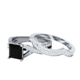 thumbnail image 3 of Bluebell Jewels Princess Cut Black Cubic Zirconia Women's 14K White Gold Finish Bridal Ring Set, 3 of 4