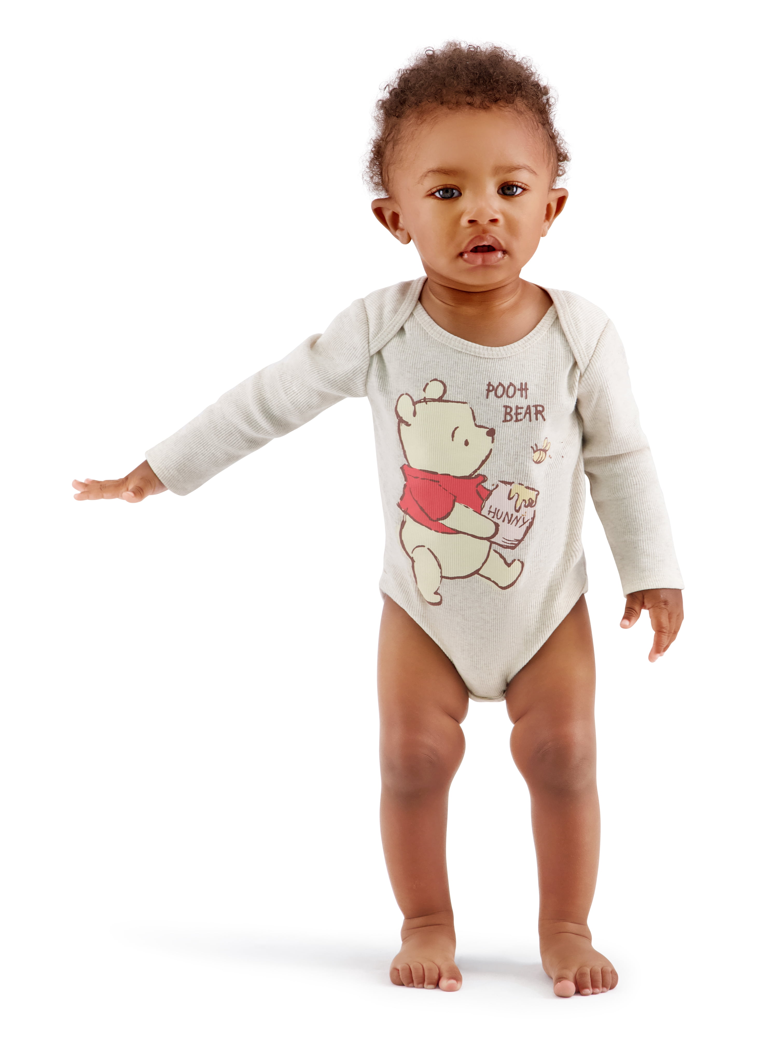 Winnie The Pooh Baby Boy 3 Pack Long Sleeve Bodysuits, Size 0-24 Months