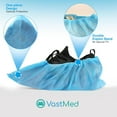 thumbnail image 3 of 100 PCs (50Pairs) Disposable Non-Woven PP Shoe Covers by VASTMED – 100% Non-Latex, Blue, One Size Fits Most, for Indoor & Outdoor Shoe Protection, 3 of 7