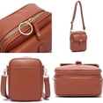 thumbnail image 3 of Crossbody Leather Bag for women,Vintage Small Anti-Theft Messenger Bag Built-In Purse Card Slots,Double Layer leather Crossbody Purse (Blue), 3 of 6