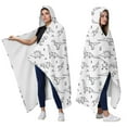 thumbnail image 2 of Wearable Blanket,BlackWhite Origami Dinosaurs Tribal Pattern Hooded Wearable Flannel Blanket for Adults & Teens,Winter Poncho Shawl Wrap Cape Cozy Anti-Pill,50"x60", 2 of 5
