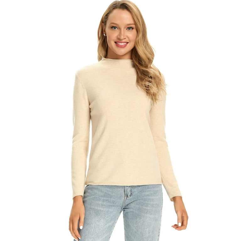 Women's merino wool mock turtleneck sweater top