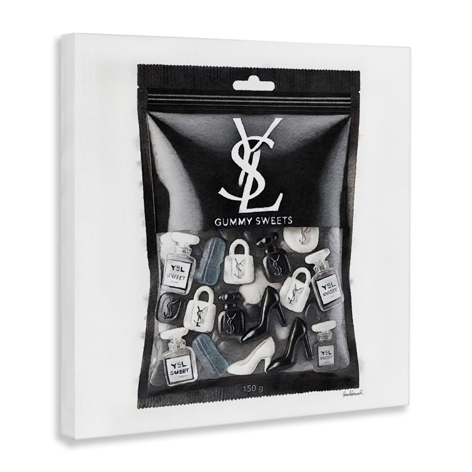 Stupell Industries Black Glam Candies Fashion Painting Wrapped Canvas Art Print Wall Art, 24 x 24