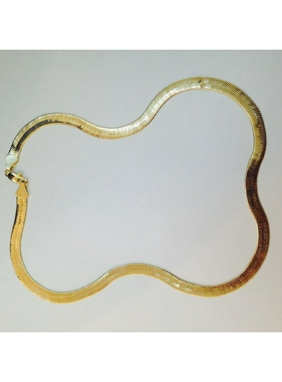 Unisex 14K Gold Herringbone Flat Necklace 20"