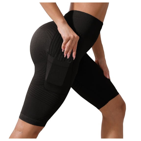 idosla 3D Leggings Cellulite Anti Cellulite Shorts Lifting Tummy Control Yoga Pants with Pockets (Black, S)