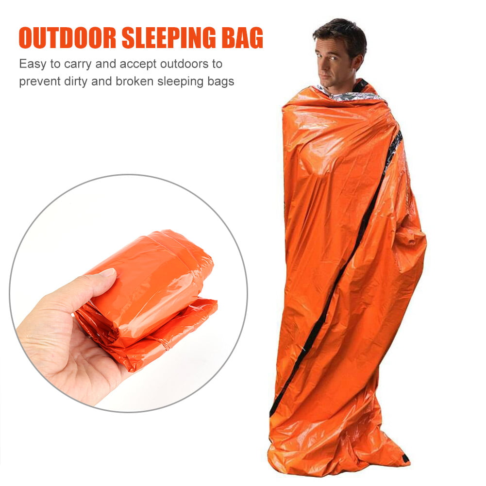 Emergency Survival Lightweight Waterproof Blanket Camping Sleeping Bags Orange 