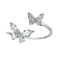 thumbnail image 1 of Bagues Ajustables en Argent Sterling avec Double Papillon Bijoux pour Femmes Filles A5H6, 1 of 9