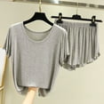 thumbnail image 7 of Womens Summer Cotton Pajama Set Short Sleeve Top with Loose Fit Shorts Two Piece Sleepwear, 7 of 7