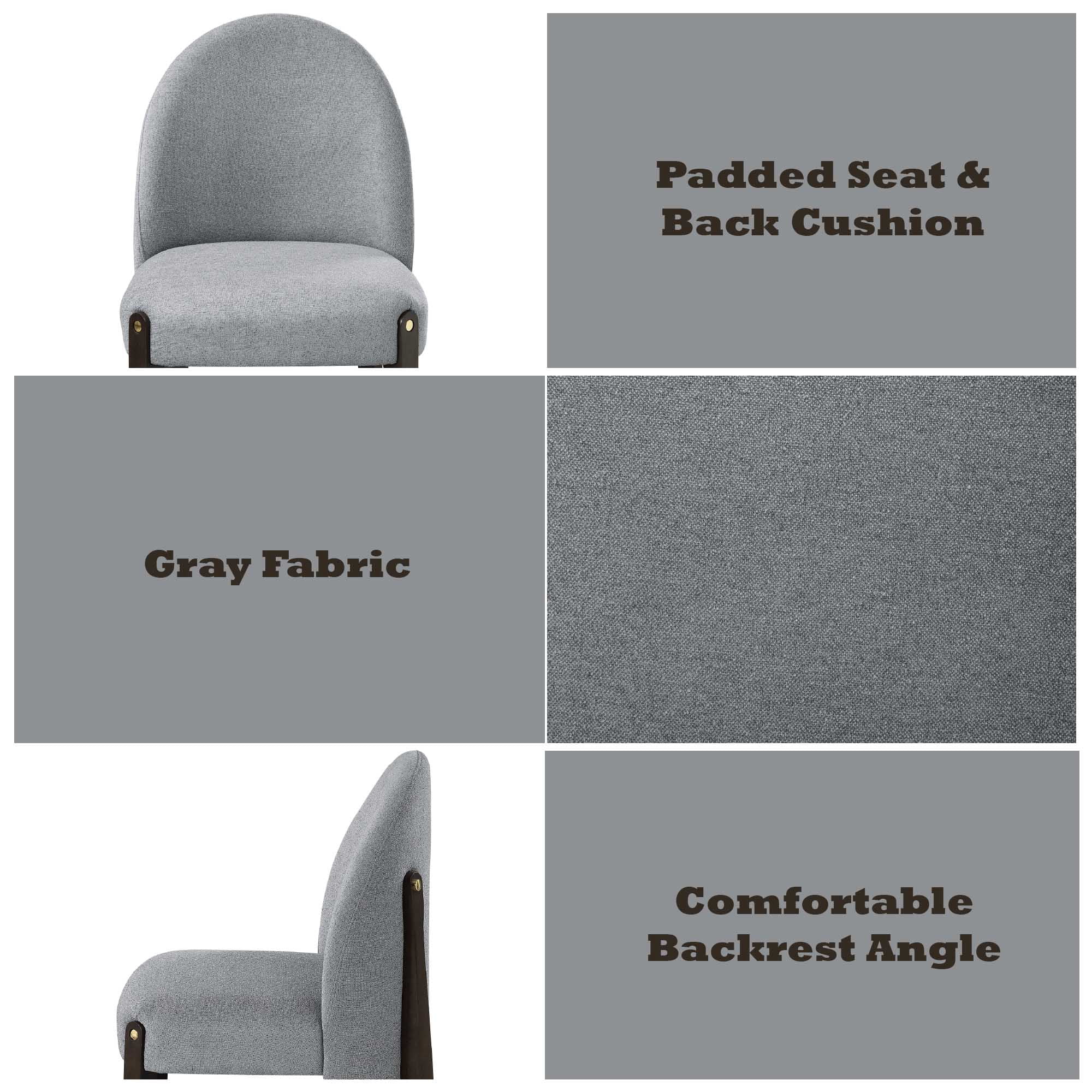ACME Clayten Wood & Fabric Upholstered Side Chair in Gray & Espresso (Set of 2)