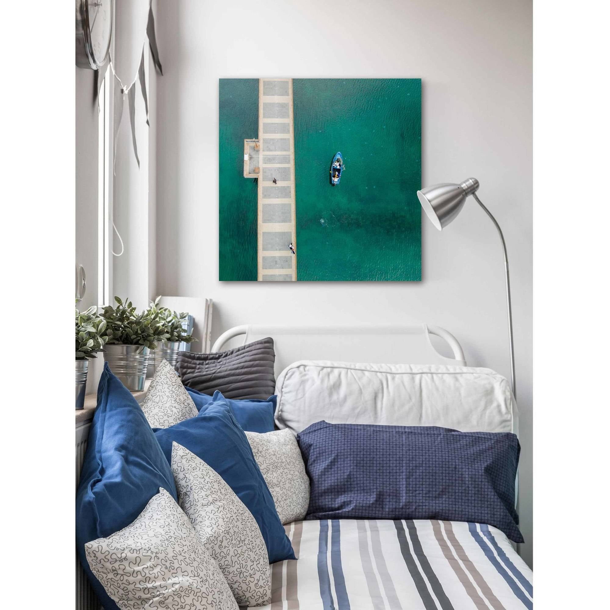"Blue Boat Floats" Painting Print on Wrapped Canvas