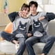 thumbnail image 4 of Conjunto de pijama de felpa de franela cálida para hombre y mujer, ropa de dormir de manga larga con cuello redondo, dibujos animados dulces, 32 estilos, Invierno, 4 of 4