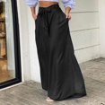 thumbnail image 2 of Pantalones largos de cintura alta para mujer, falda holgada informal con cinturón, ropa de calle lisa, 2023, 2 of 4