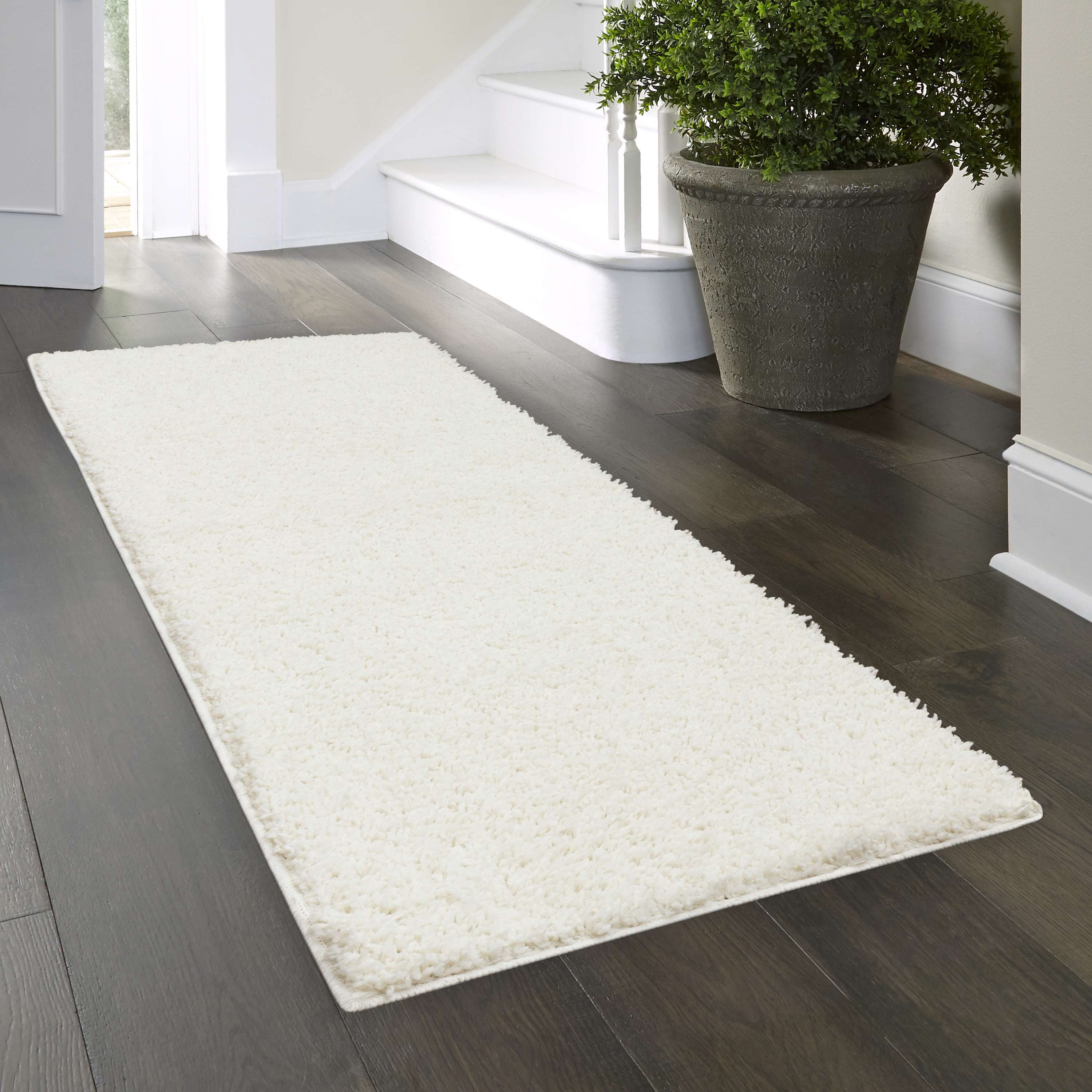 (2 pack) Mainstays Traditional Solid Ivory Shag Indoor Runner Rug, 1'9"x5'