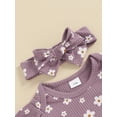 thumbnail image 6 of Musuos Baby Girls Casual Shorts Set, 3M 6M 12M 18M Flower Print Short Sleeve Crew Neck Romper with Shorts and Hairband Summer Outfit, 6 of 10