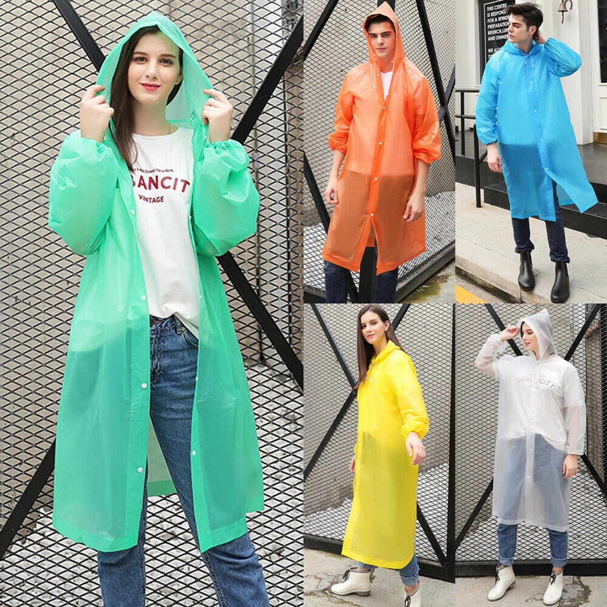 Fashionable Unisex EVA Transparent Long Environmental Raincoat for Travel Outdoor Transparent Raincoat