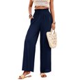 thumbnail image 5 of Hanerdun Womens Wide Leg Pants High Waist Trousers Casual Bottoms Navy Blue M, 5 of 5