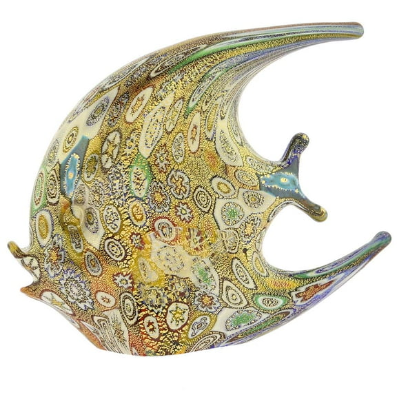 GlassOfVenice Murano Glass Golden Quilt Millefiori Fish